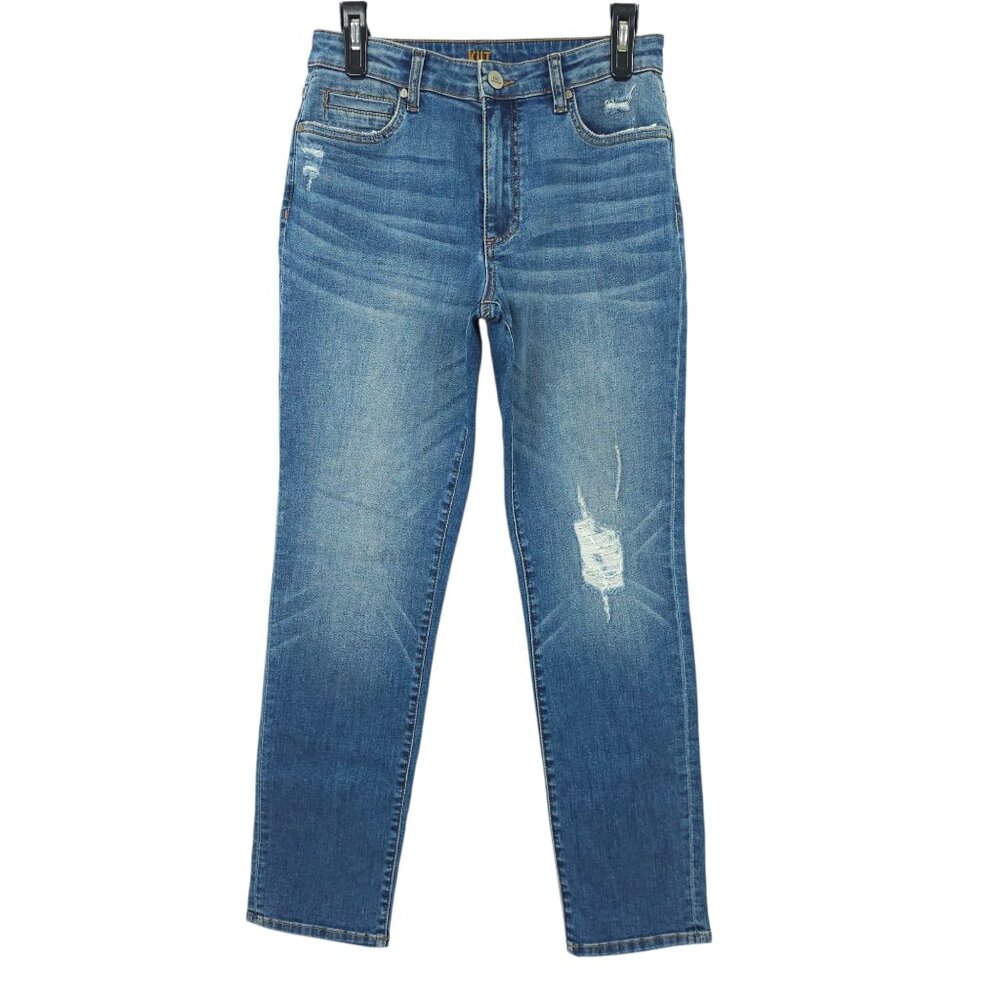 Kut From the Kloth Boyfriend Jeans Size 6 Petite Stretch Mid Rise Distressed